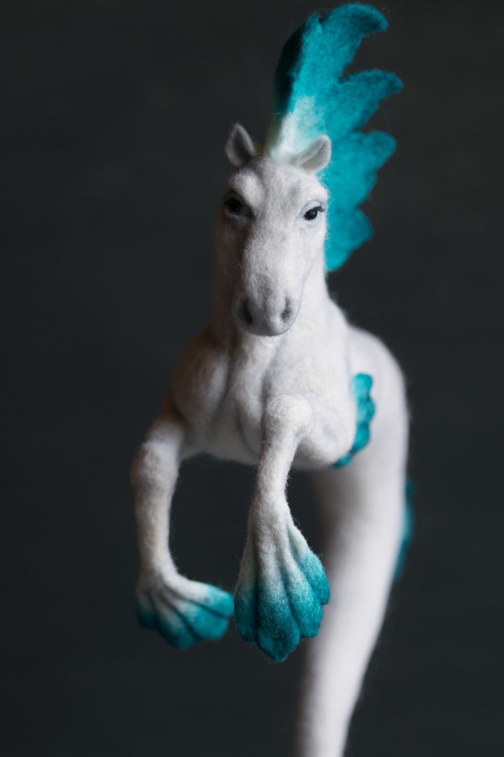 Hippocampus. dry felting - My, Hippocampus, Sea Horse, Dry felting, Needlework without process, , Longpost, The photo