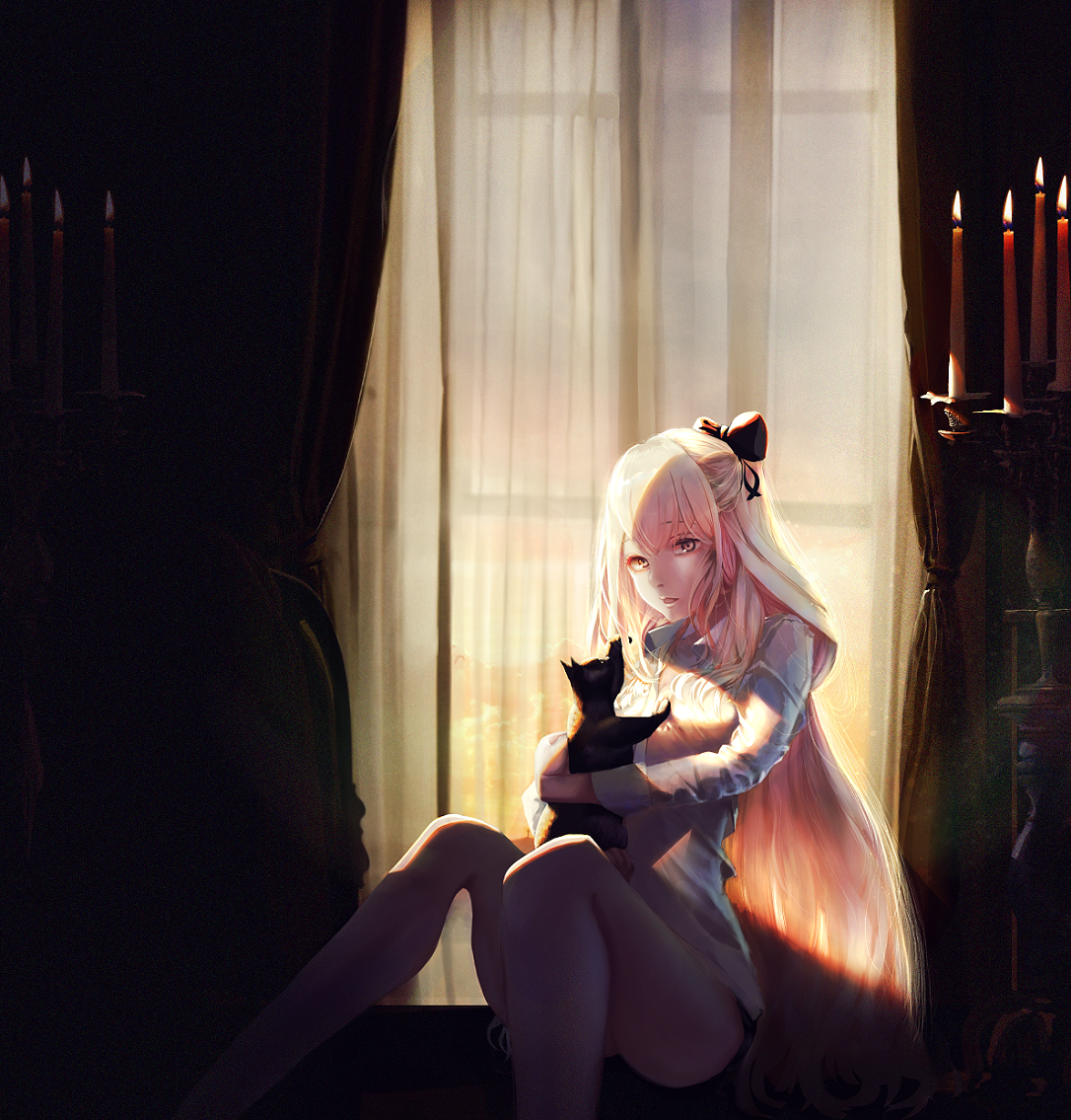 Sunshine - Anime art, cat, Pixiv, Anime original, Art