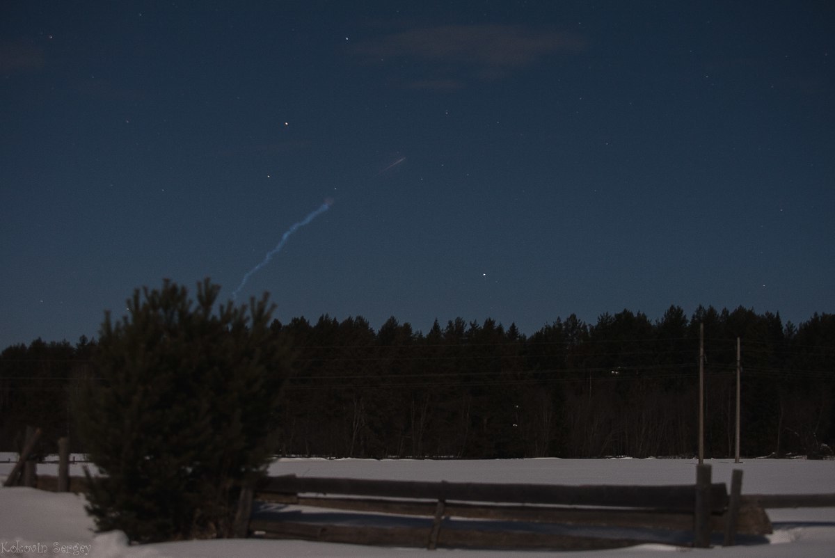 Launch of Soyuz-2.1v launch vehicle from Plesetsk cosmodrome 29.03.18 ~20:42 Moscow time - Rocket, Running, Satellite, Longpost, The photo, Cosmonautics