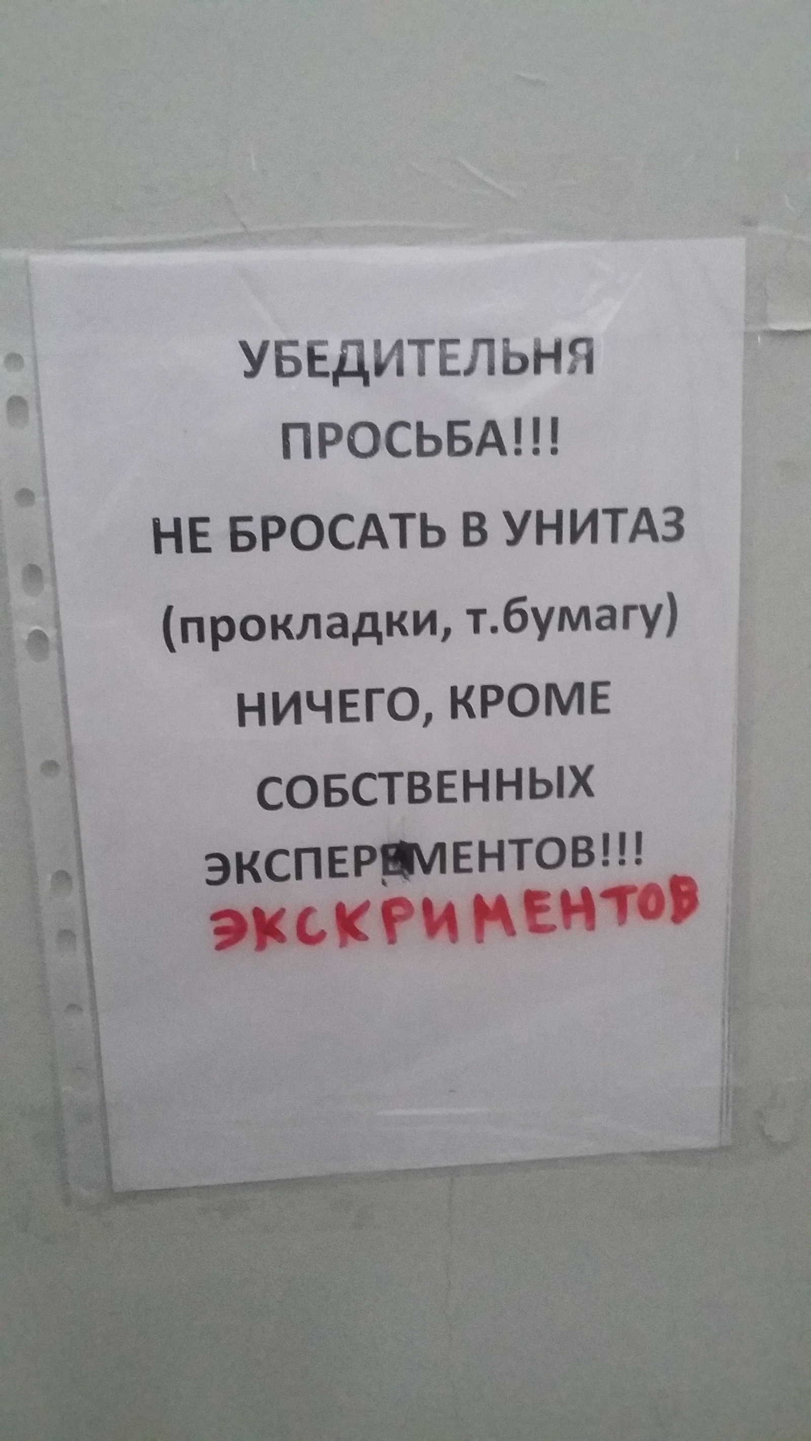 Не бросайте в унитаз ничего,  кроме  собственных экспериментов - Моё, Эксперимент, Не бросайте, Туалет