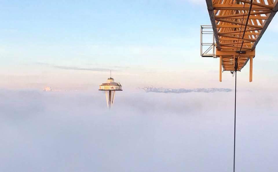 Morning through the eyes of a crane operator. - Morning, dawn, Crane operator, beauty, Fog, Tap, The photo, Height