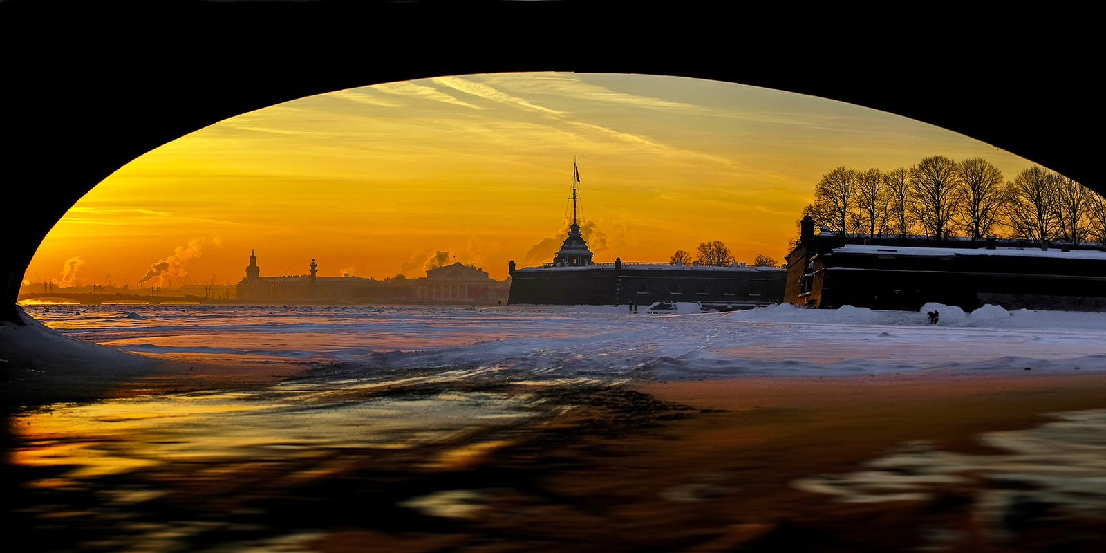 Frosty evening in St. Petersburg - Peter-Pavel's Fortress, Sunset, Evening, Saint Petersburg, The photo