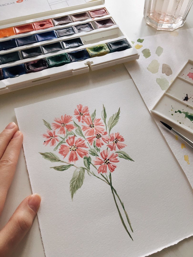 Flowers - My, Drawing, Watercolor, Flowers