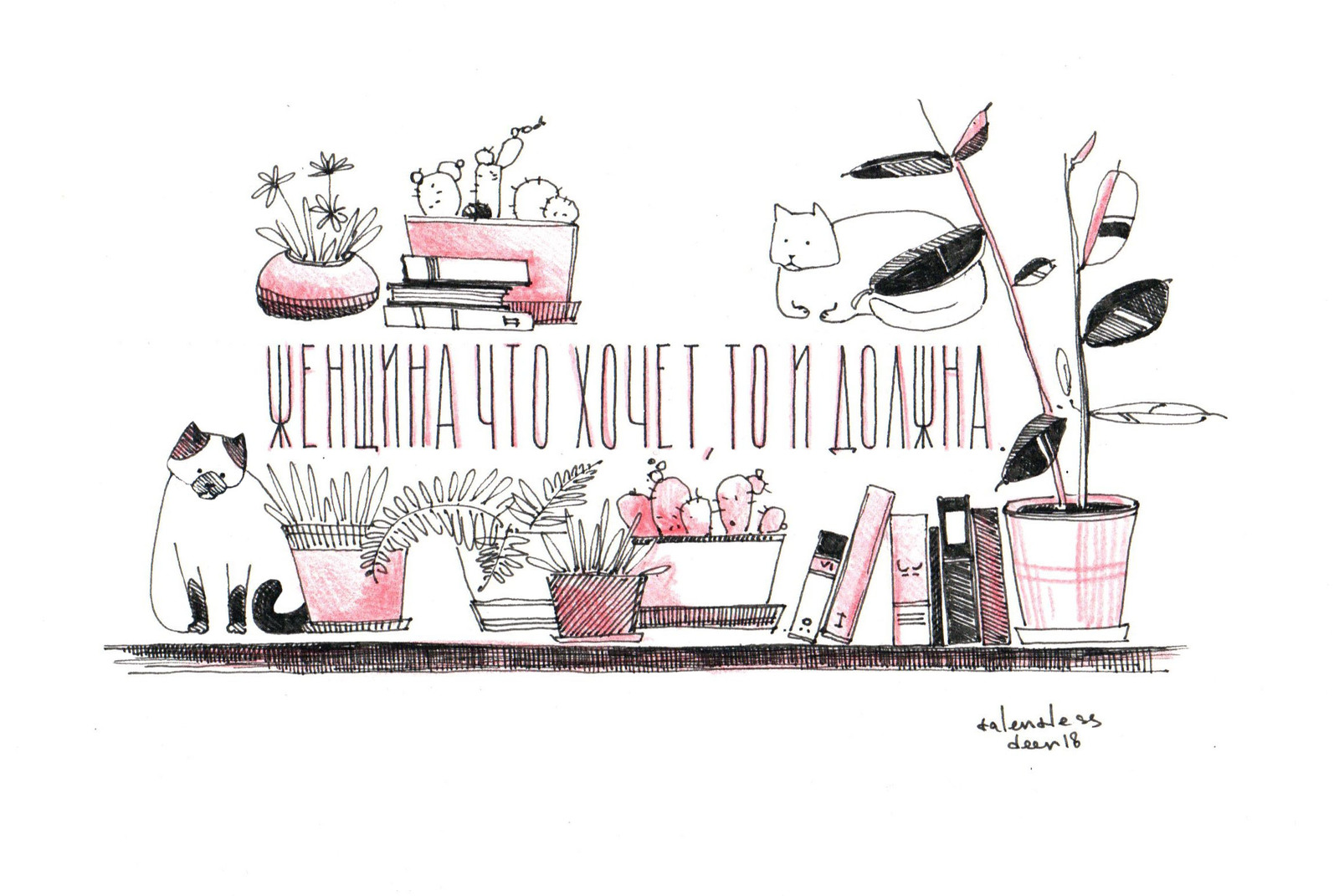 teacher's phrase - My, Sketch, Graphics, cat, Flowers, Illustrations, Books, Liner, Drawing