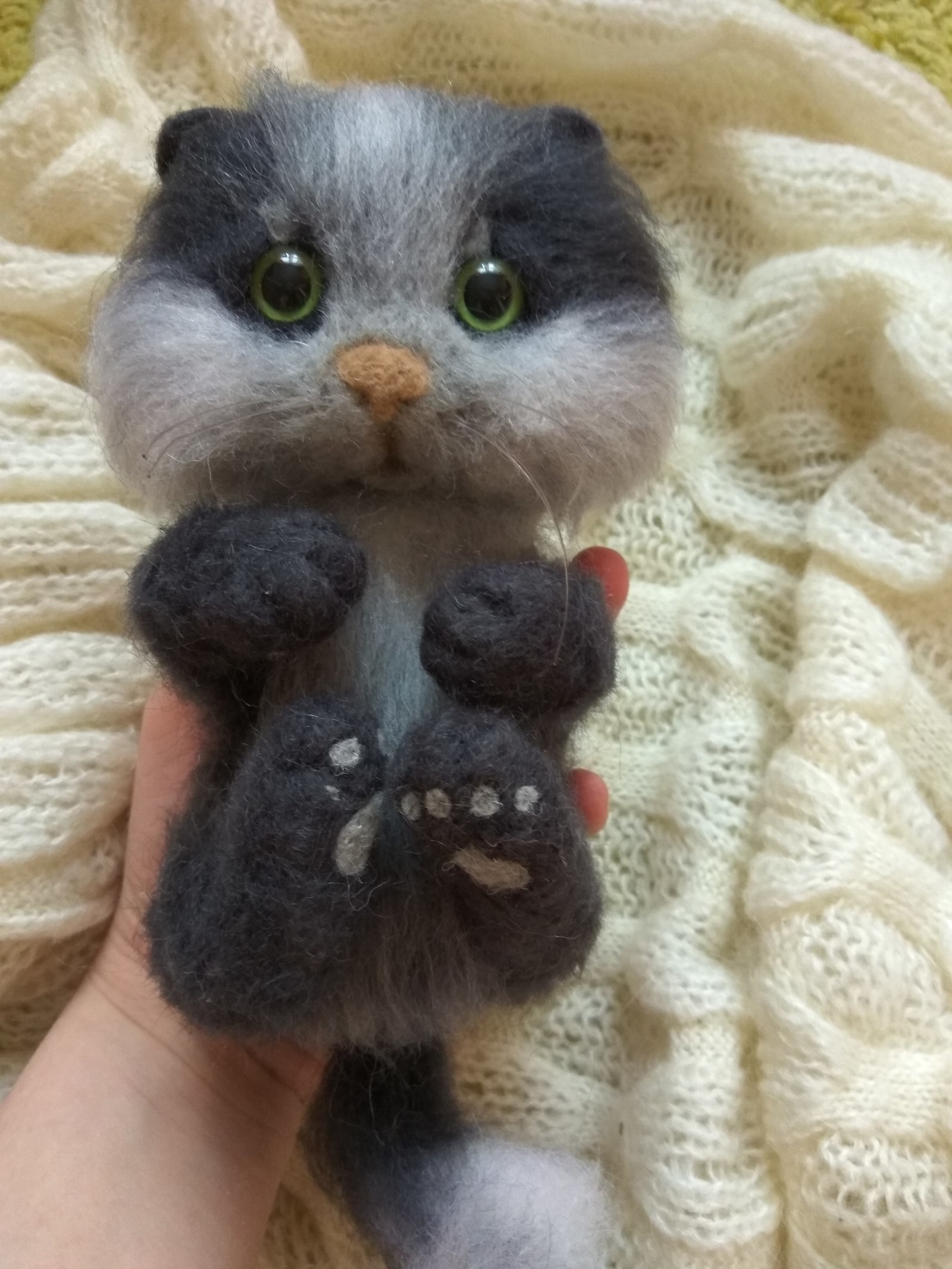 Wool cat. Dry felting. - My, Dry felting, , cat, Hobby, Needlework without process, Longpost