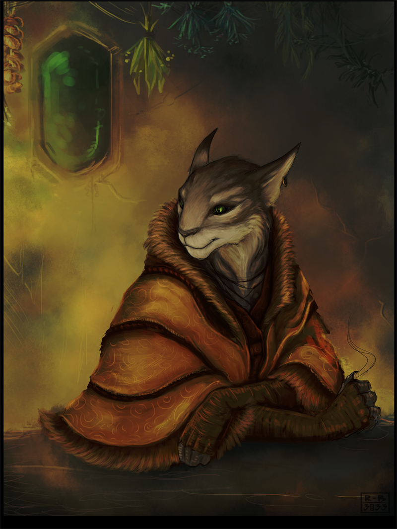 With dreams of skooma and warm sands... - Khajiit, Art, The elder scrolls, Games