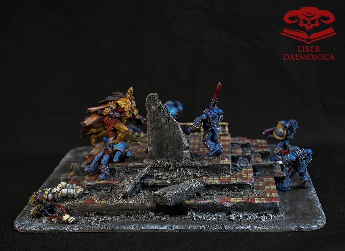 Scene from the battle for the planet Armatura! by Liber Daemonica Studio - Warhammer 30k, Horus heresy, World eaters, Ultramarines, Angron, Wh miniatures, Longpost, The photo