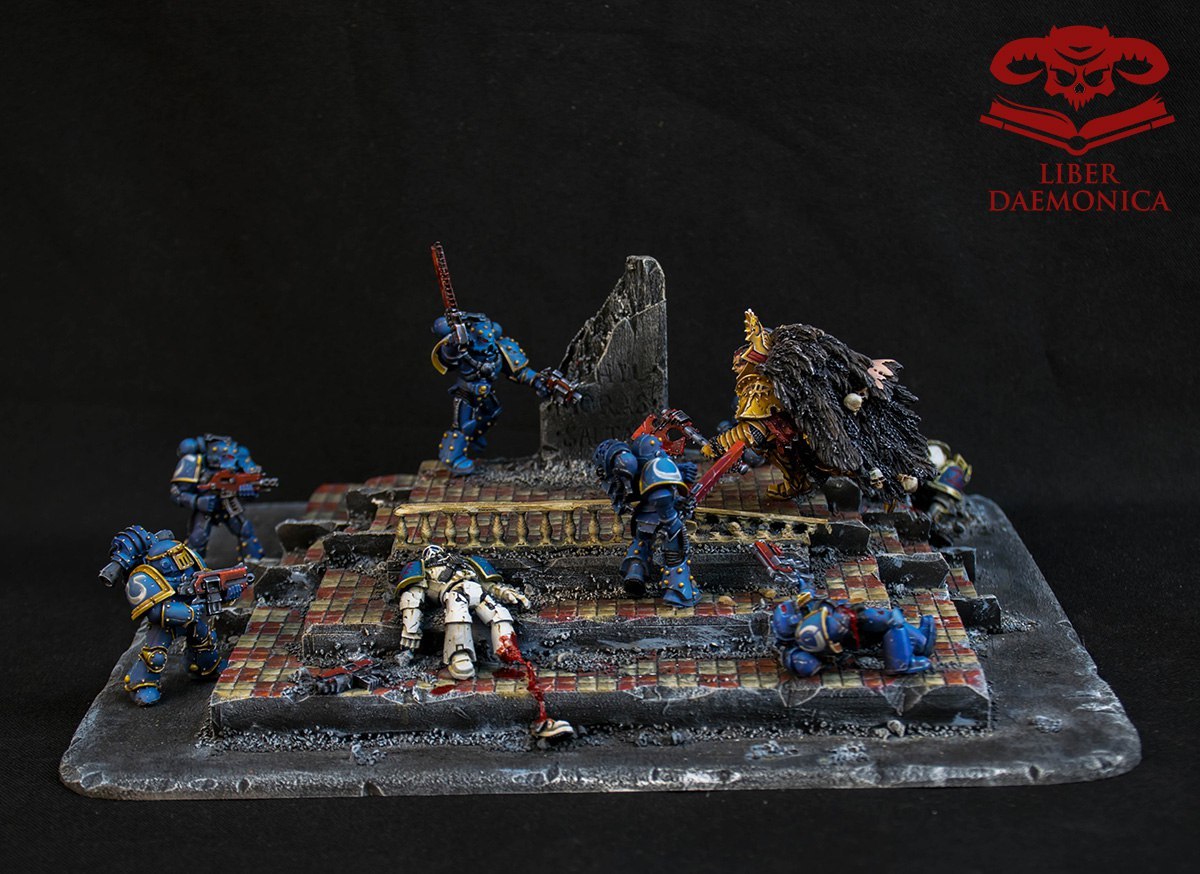 Scene from the battle for the planet Armatura! by Liber Daemonica Studio - Warhammer 30k, Horus heresy, World eaters, Ultramarines, Angron, Wh miniatures, Longpost, The photo