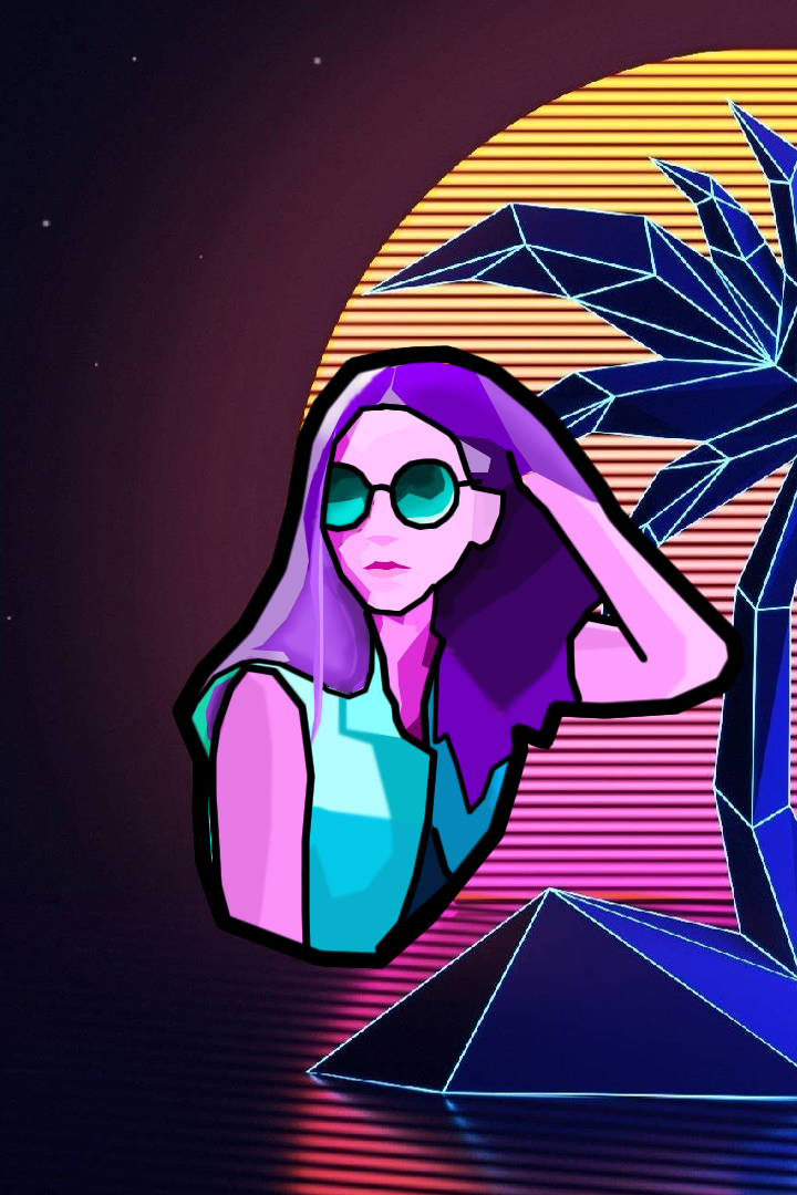 Retrowave - My, Photoshop, Portrait, Retrowave