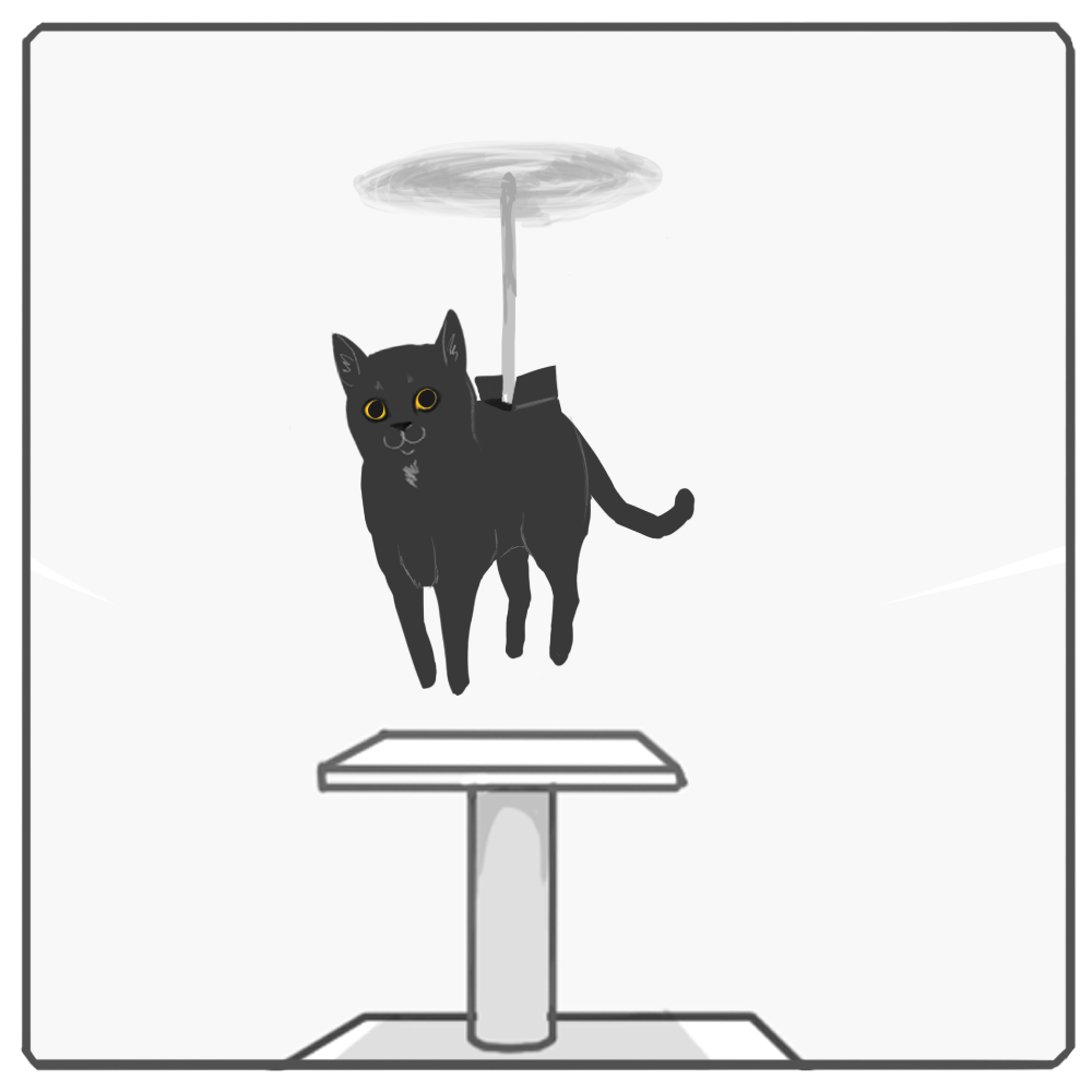 My cat has such a feline design with a platform, which I call a helicopter. - My, cat, Comics, Helipad, Longpost