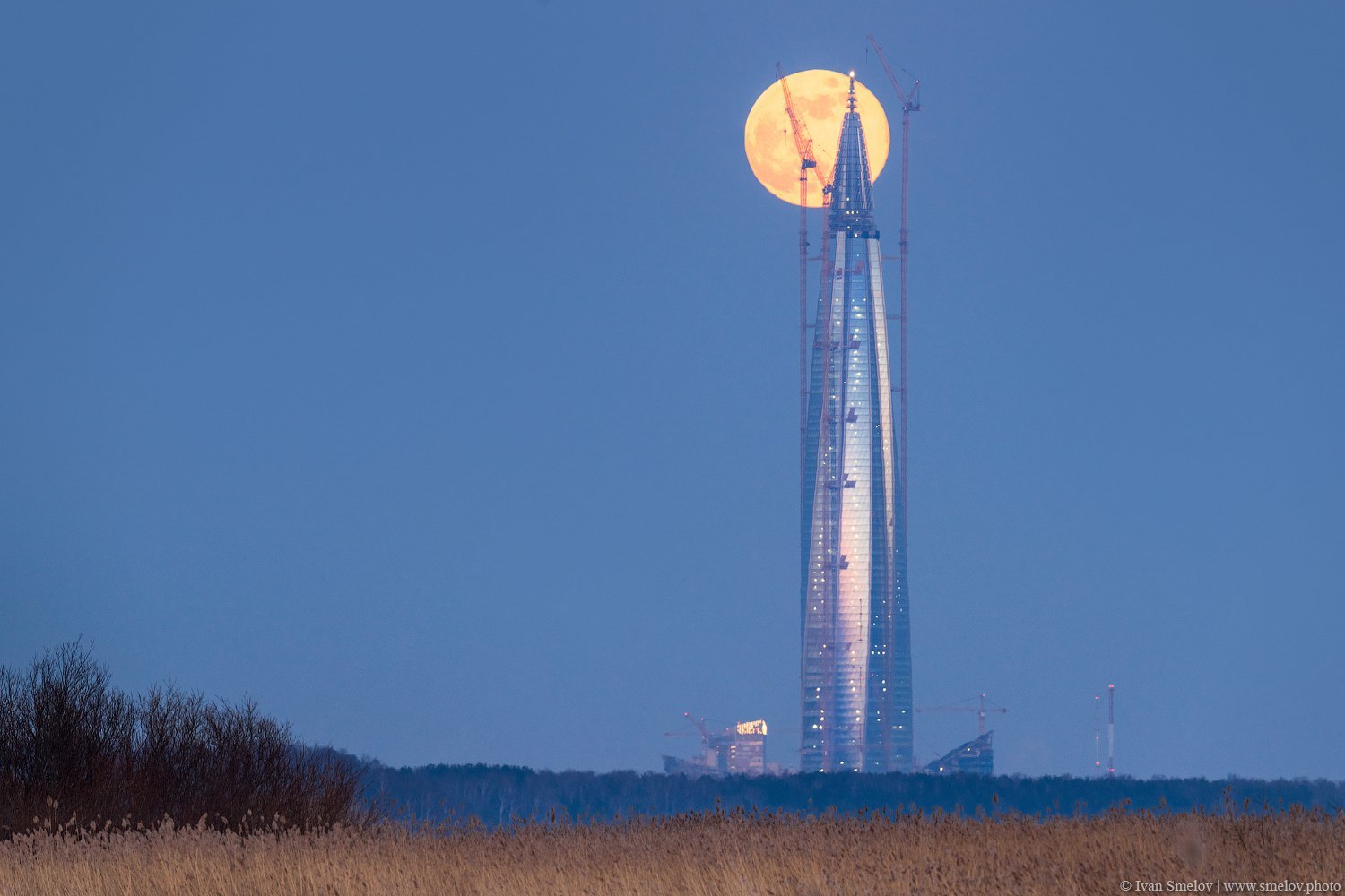 The moon was visiting Petersburg - , Admiralty, Lakhta Center, TV tower, Peter-Pavel's Fortress, Saint Petersburg, The photo, Longpost