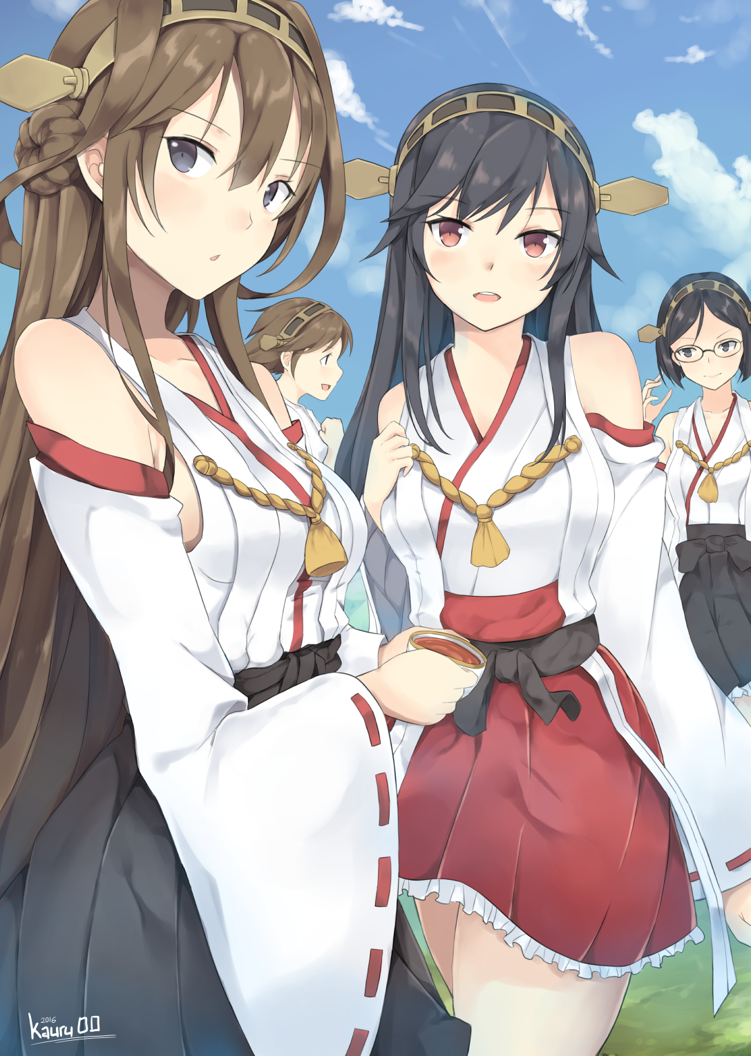 Kanmusu by nath - Kantai Collection, Аниме, Anime Art, Kongou, Kongou Sisters, Uss Iowa, Yukikaze, Длиннопост