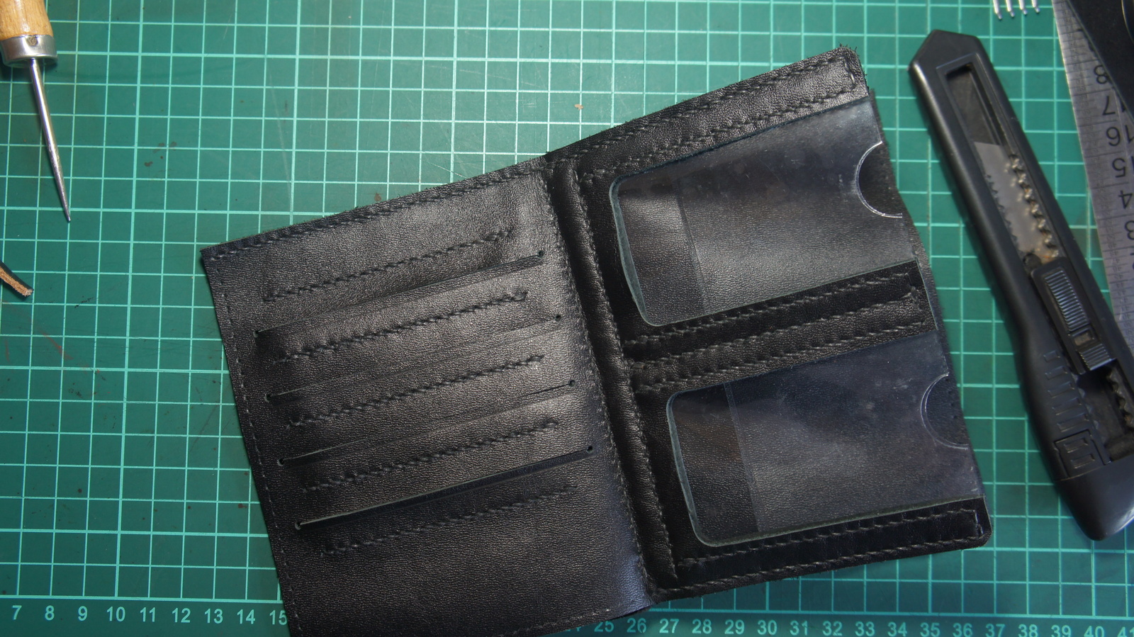 Skin work. Wallet for autodocuments. - My, My, Leather, Handmade, Wallet, Longpost, Needlework with process, Ilyamuromskiy