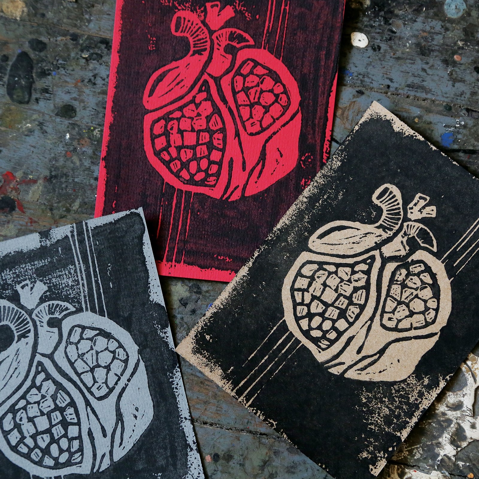 Postcards in linocut technique. - My, Linocut, Postcard, Art, Art, Longpost