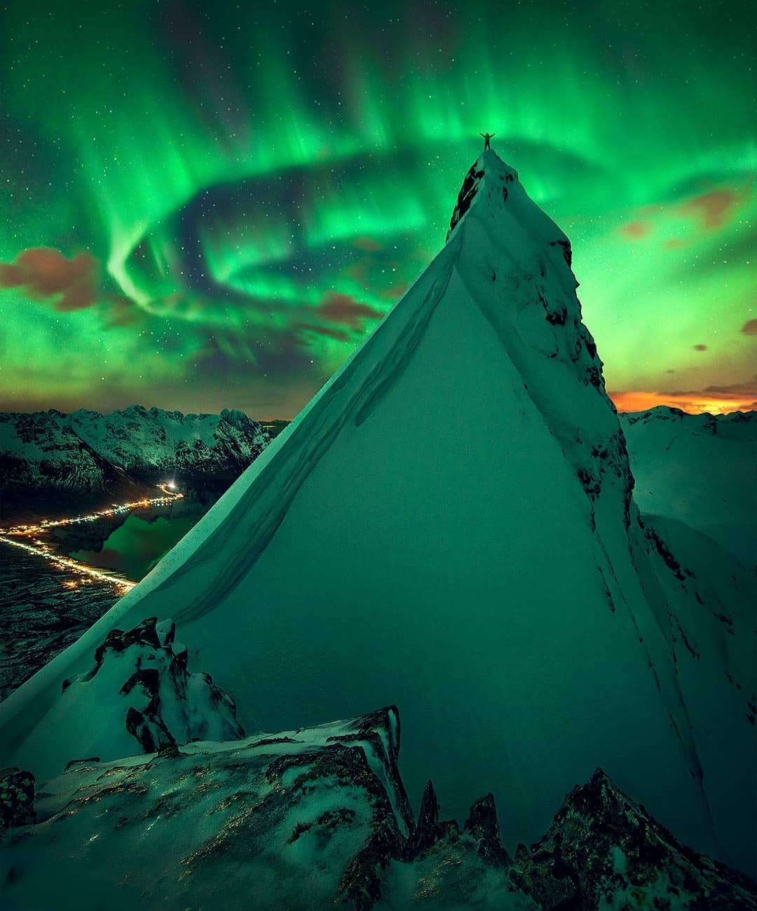 Photographer Max Rive in front of the Northern Lights in Norway - The photo, Instagram, Norway, The mountains, Polar Lights