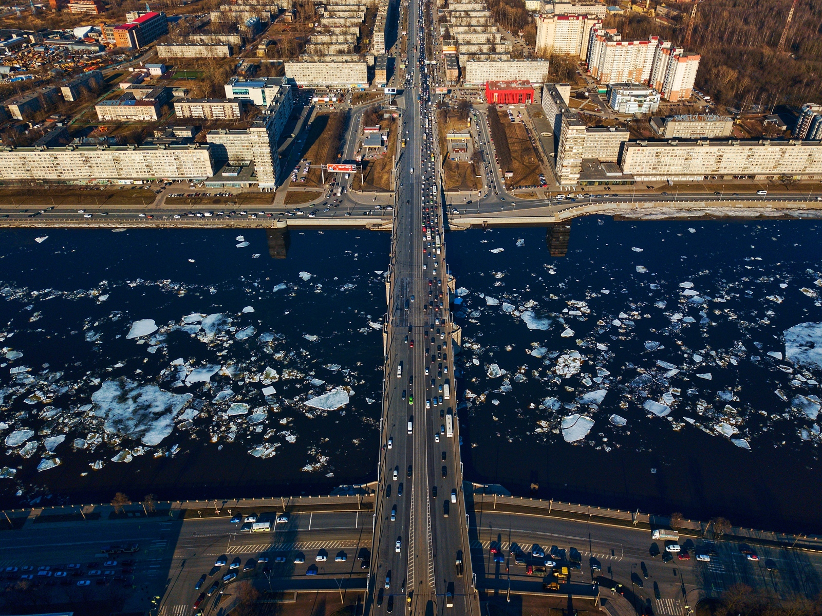 Ice drift on the Neva from above - My, The photo, Ice drift