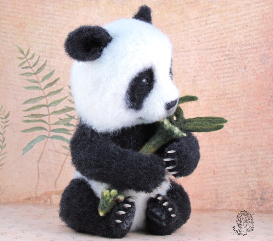 6 signs you are a panda... - My, Dry felting, Panda, Needlework without process, Longpost, Presents, Copyright, Wool toy