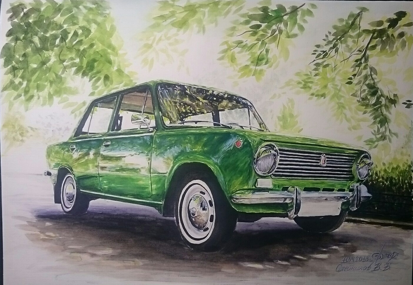 Retro auto №4 (A3 paper / watercolor) - My, Watercolor, Car, Painting, Painting, Retro, Auto, Longpost