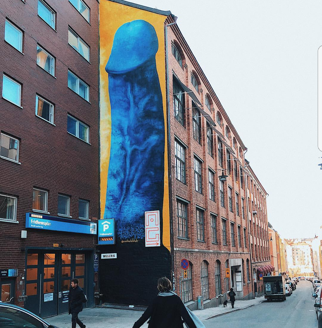 Fucking wall in the center of Stockholm - Member, NSFW, Big, Feminism, My, Blue, The photo, Stockholm