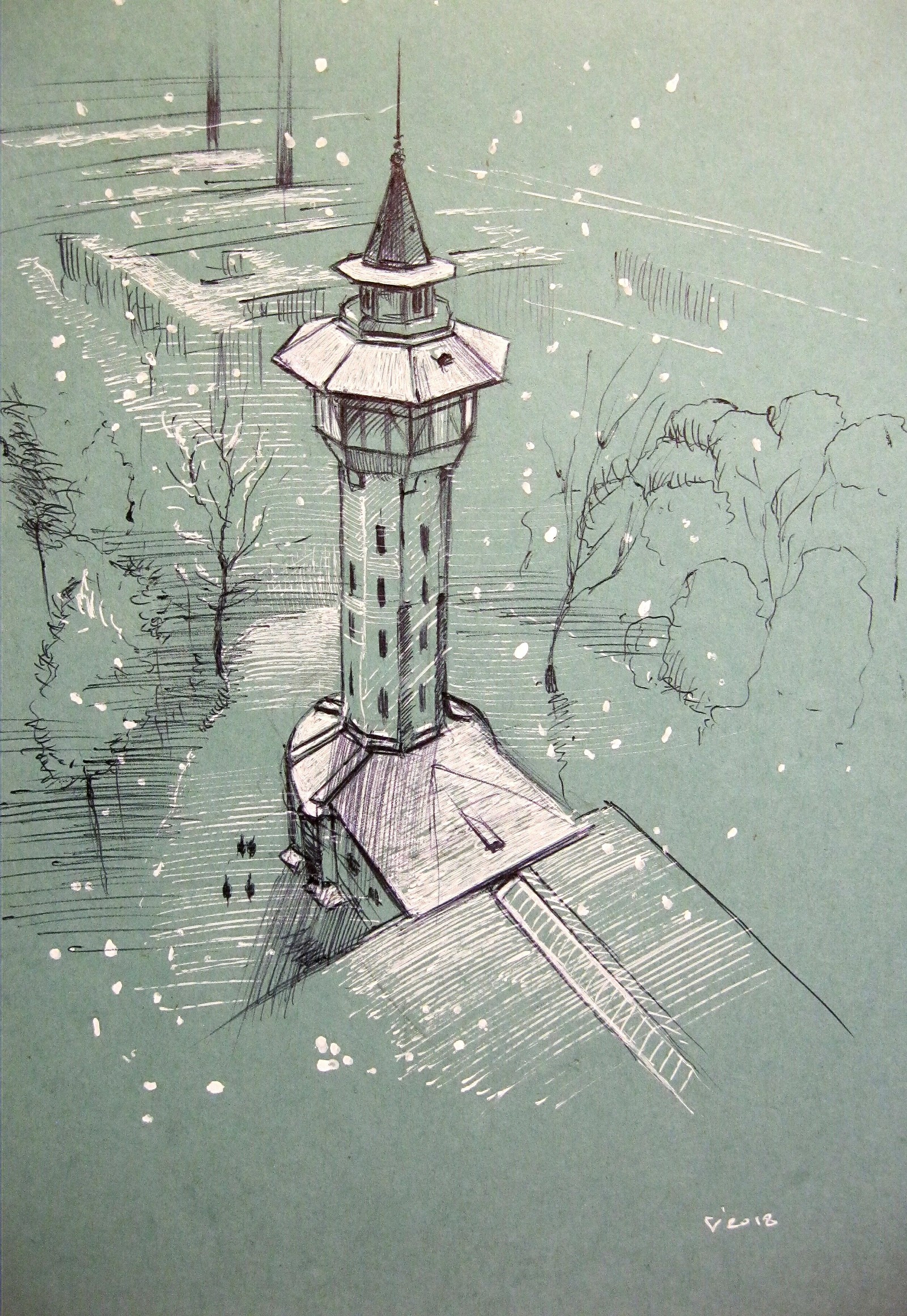 Drawing - My, Drawing, Saint Petersburg, Graphics, My, Sketch, Sketch, Building, Tower