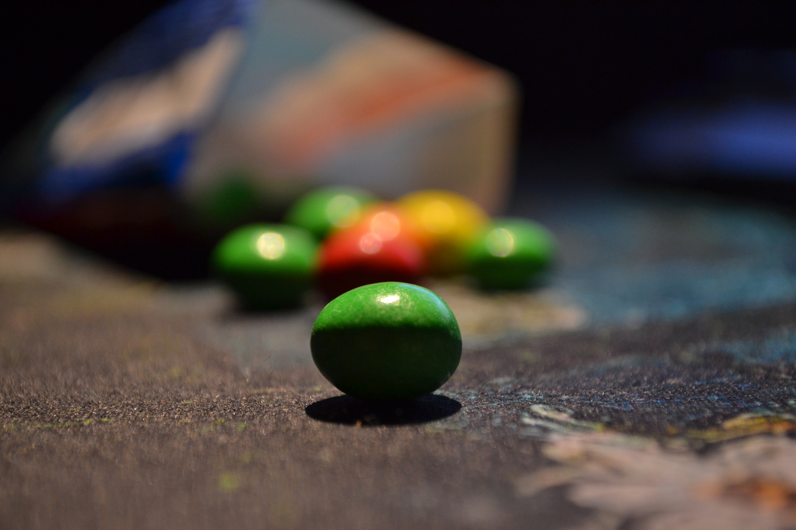 Mmm candy. - My, Macro photography, M & Ms, Candy, Red, Yellow, Green, Longpost