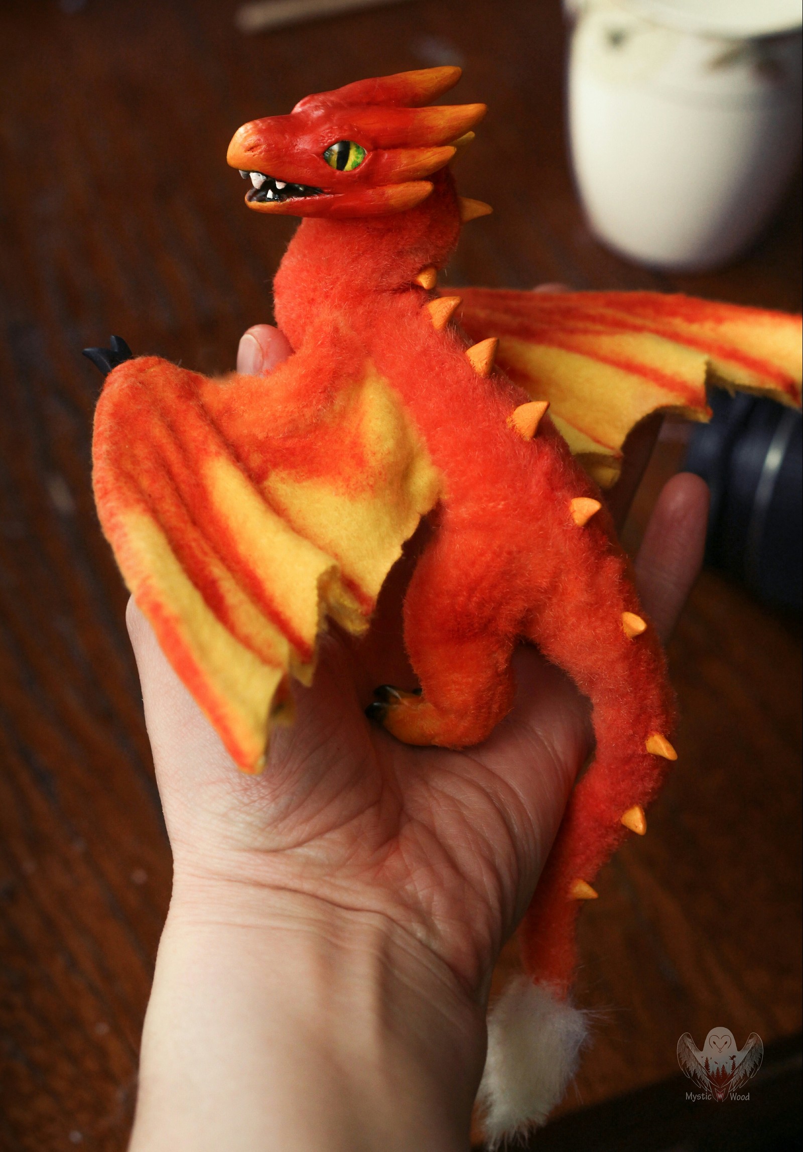 Flame Wyvern Fraur - My, The Dragon, Wyvern, Fire, Handmade, Polymer clay, Needlework without process, Longpost