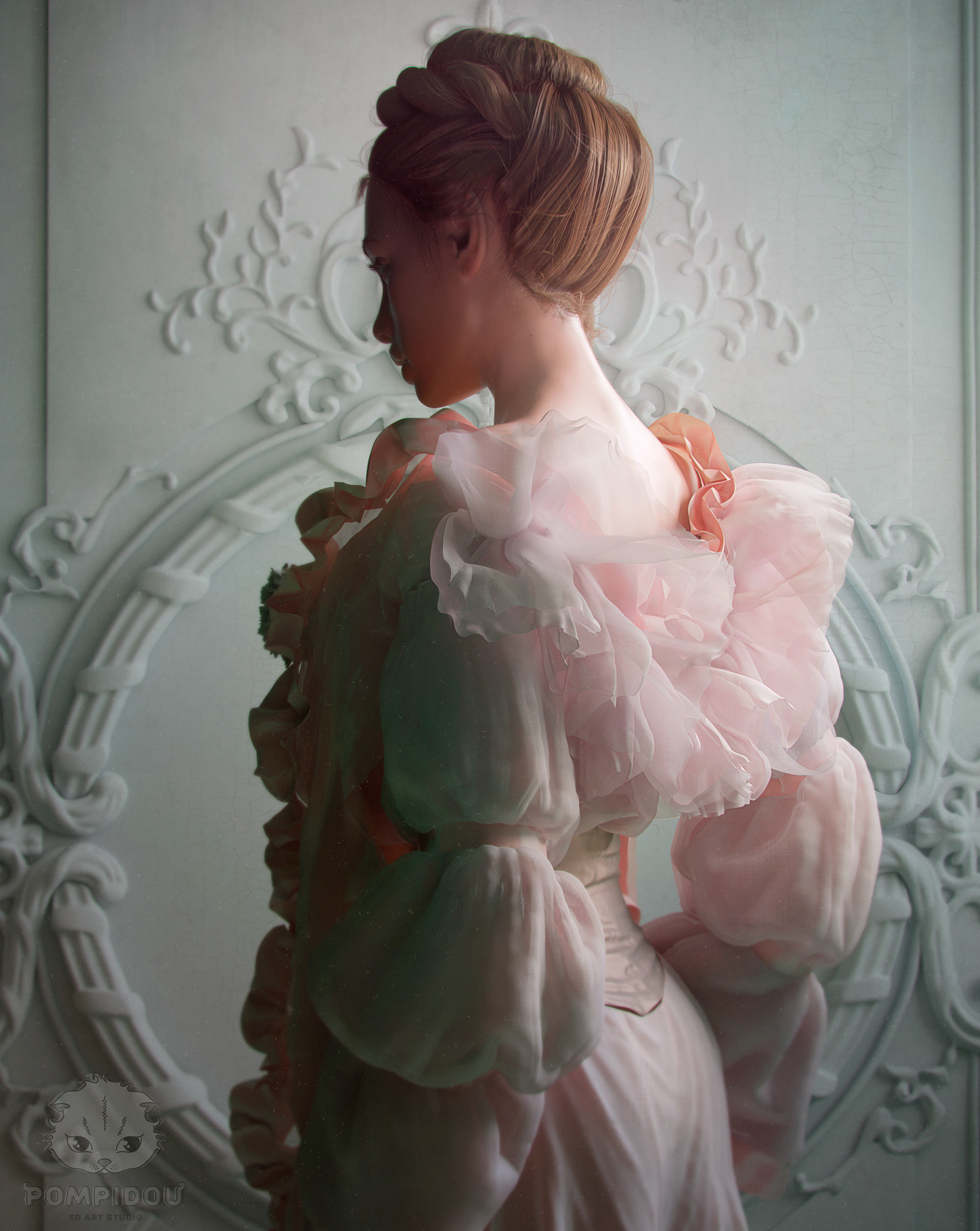 Фото девушки в розовом платье и чулочках