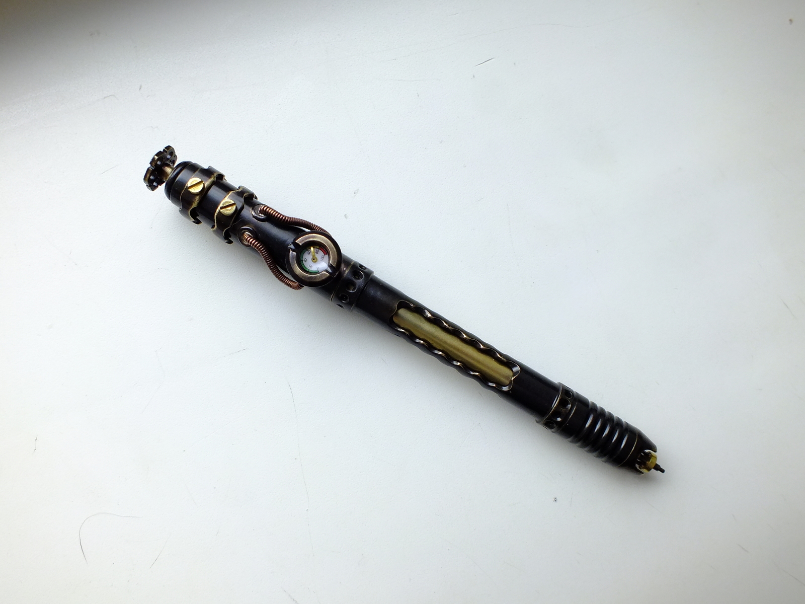 Steampunk themed pen Sting - My, Steampunk, Pen, , Needlework without process, With your own hands, Longpost