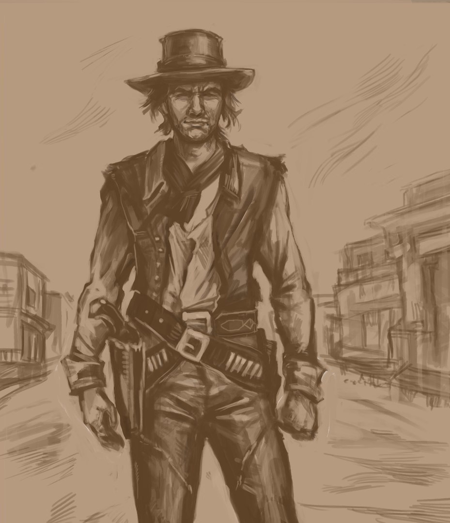 Sketches for Westerns - My, Art, Western film, , Clint Eastwood, , Longpost