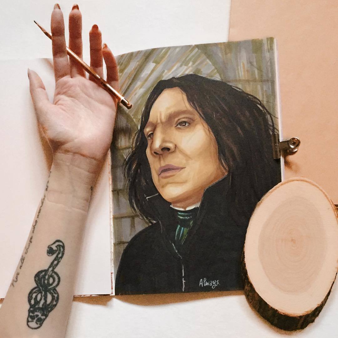 Learning to draw with markers :) - My, Harry Potter, Artist, Portrait, Severus Snape, Graphics, Drawing, Alan Rickman, Marker