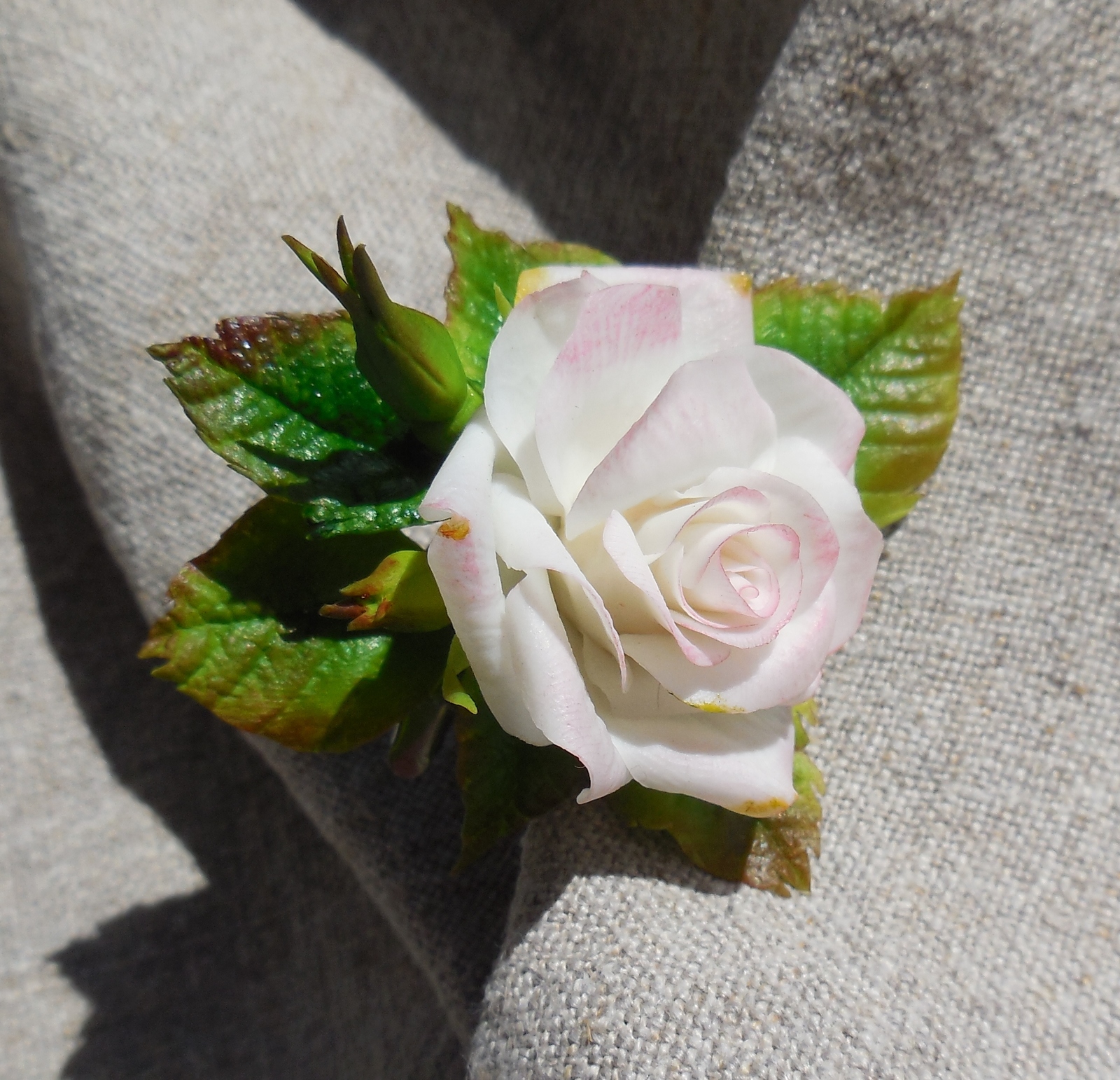 Brooch + hairpin made of cold porcelain - My, Brooch, the Rose, Cold porcelain, Needlework without process, With your own hands