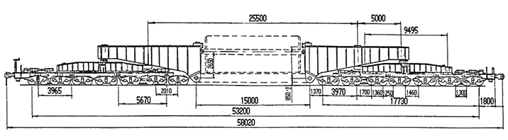 28-axle articulated conveyor 400 t, model 14-T003 - , , Longpost