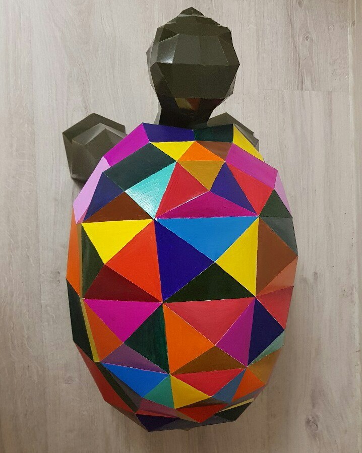 Paper art: polygonal turtle - My, Papercraft, Turtle, Handmade, Creation, Longpost