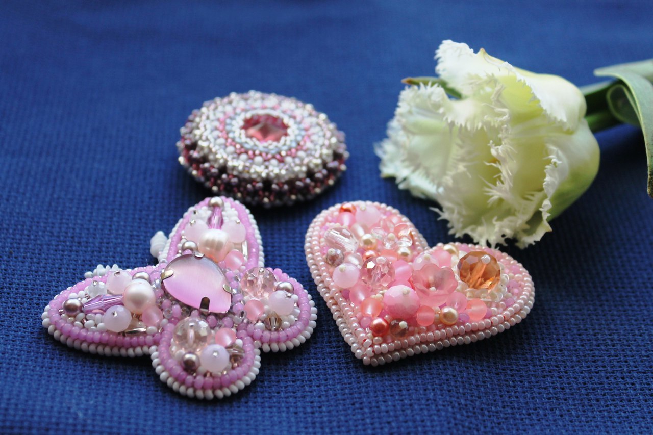 And again beads - My, Hikupta, , Flowers, Brooch, Needlework without process, Longpost