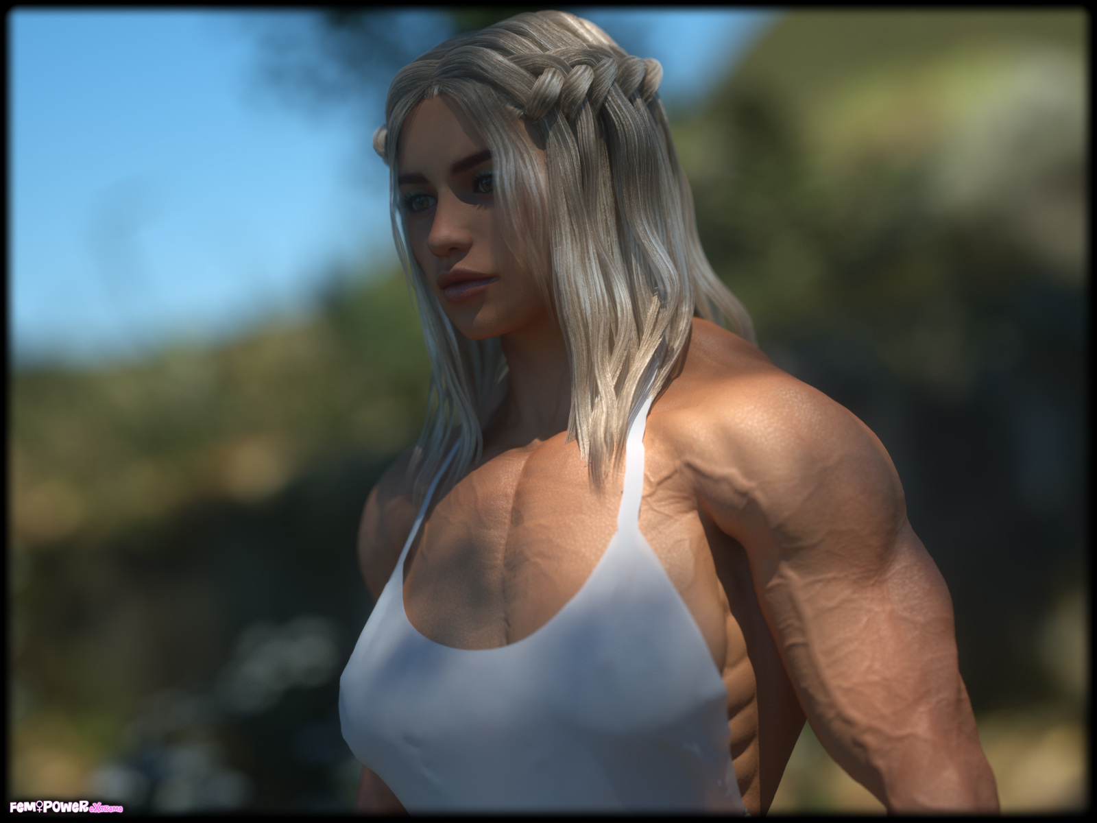 Muscle Game - Strong girl, , Art, 3D graphics, Game of Thrones, Daenerys Targaryen, Emilia Clarke, Fantasy, Longpost