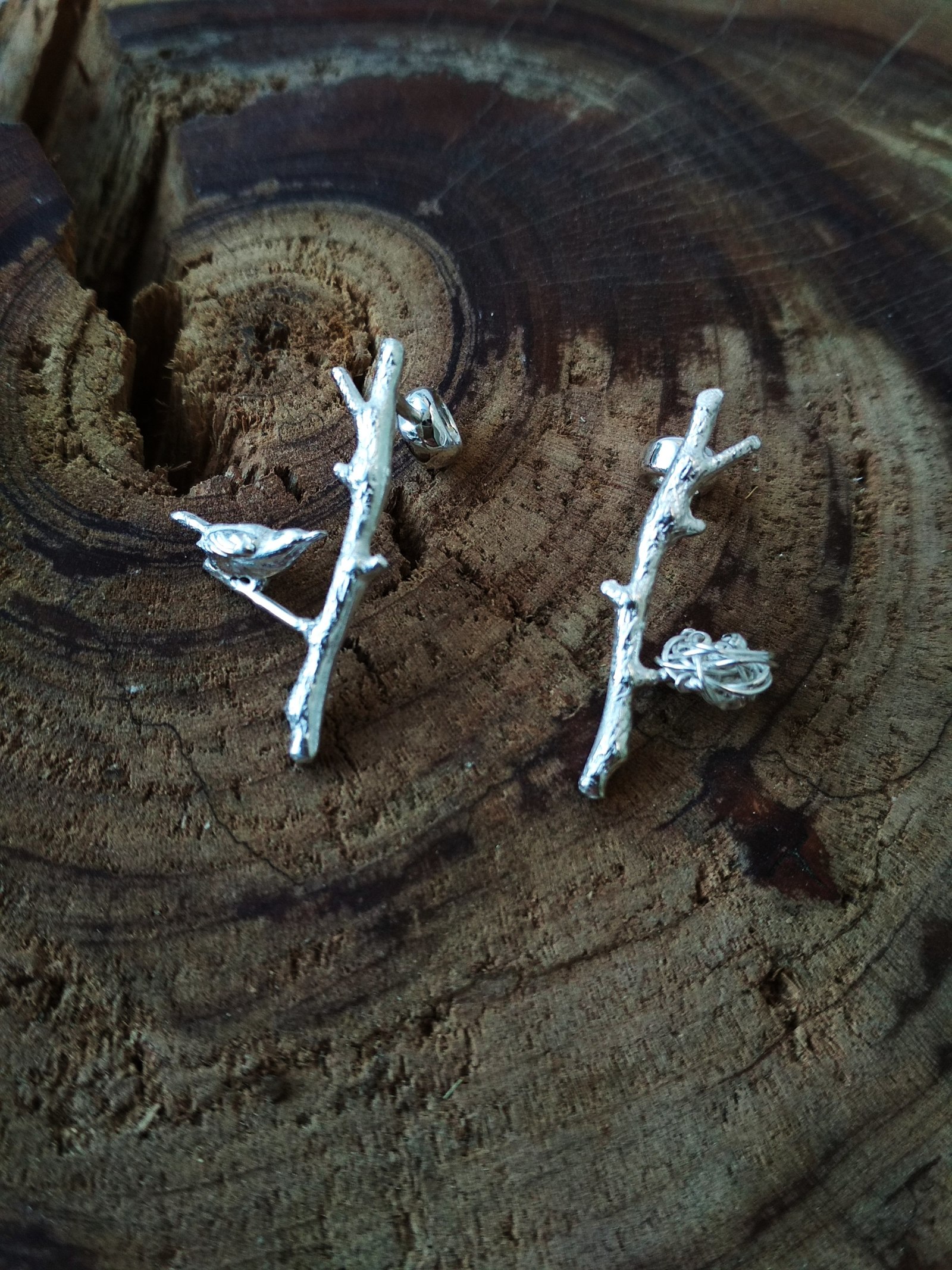 Twig earrings - My, Earrings, Silver, Work, Longpost