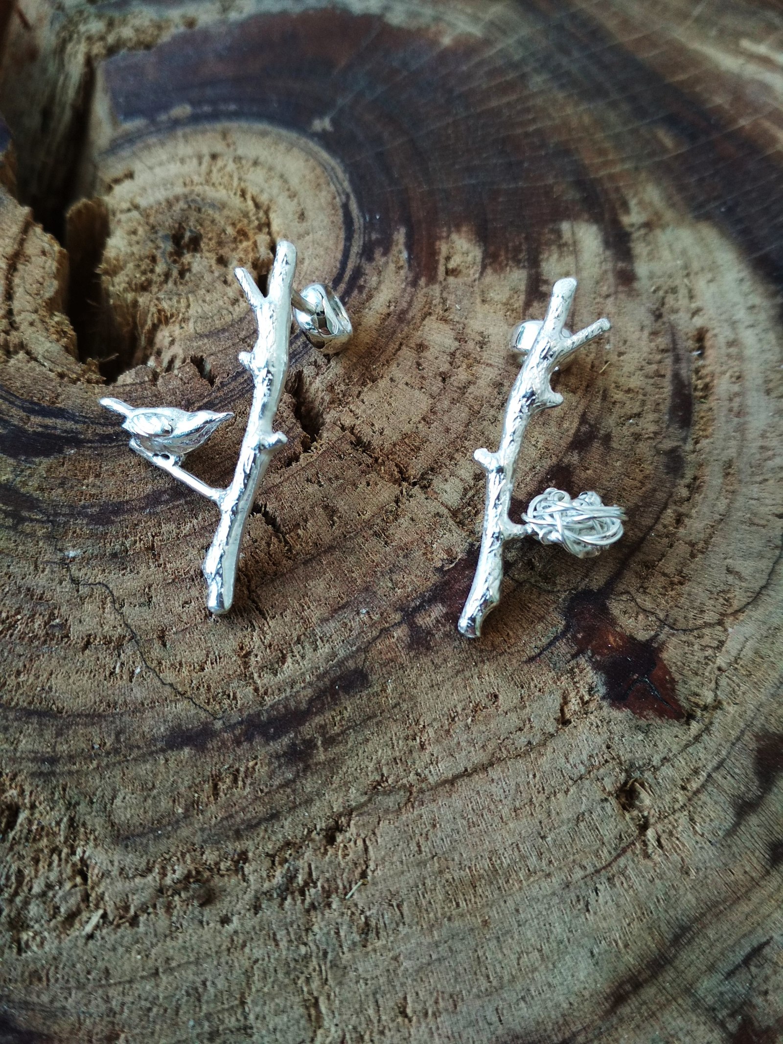 Twig earrings - My, Earrings, Silver, Work, Longpost