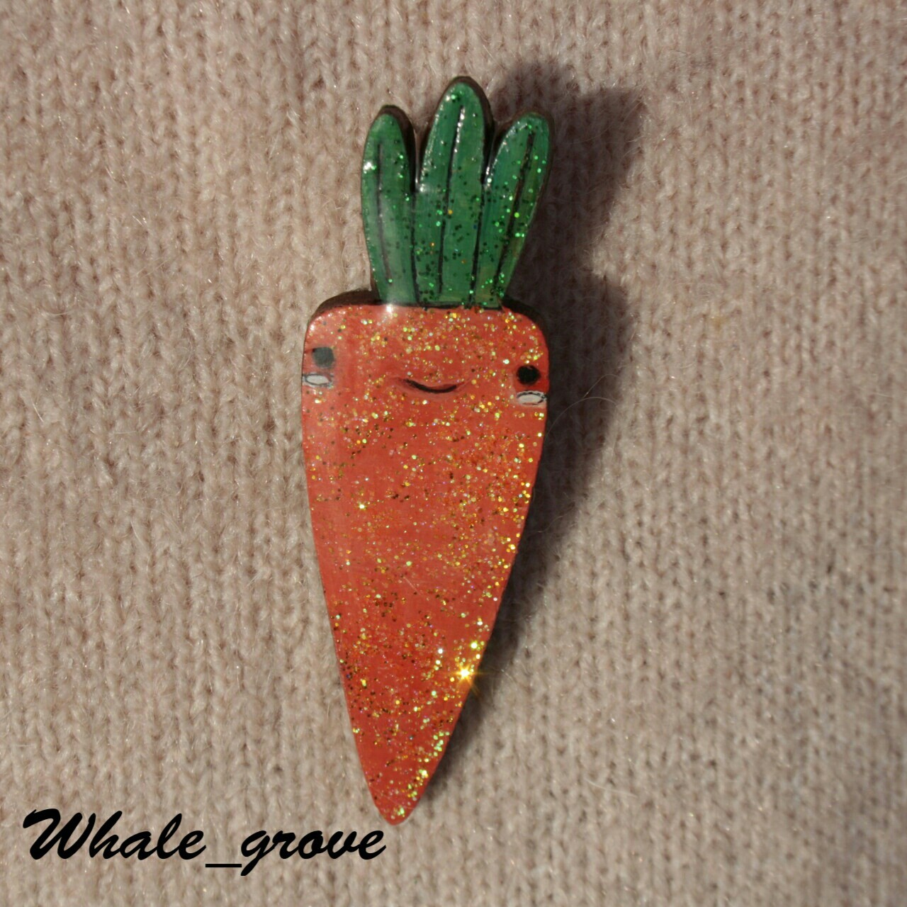 Wooden brooch Carrot - Epoxy resin, With your own hands, Needlework without process, Brooch