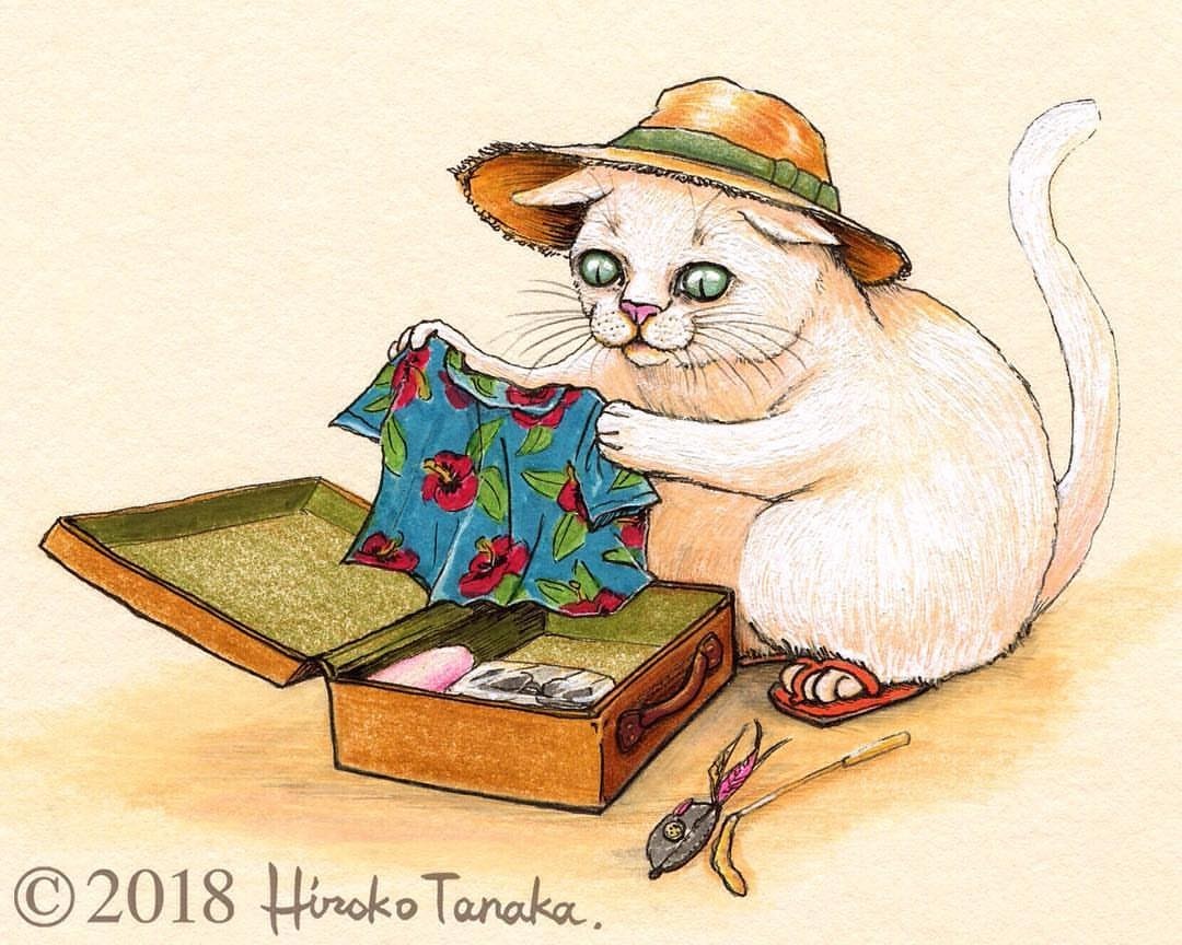 Gorgeous cats by Hiroko Tanaka - cat, Illustrations, Drawing, Animals, Portrait, Sketchbook, Longpost