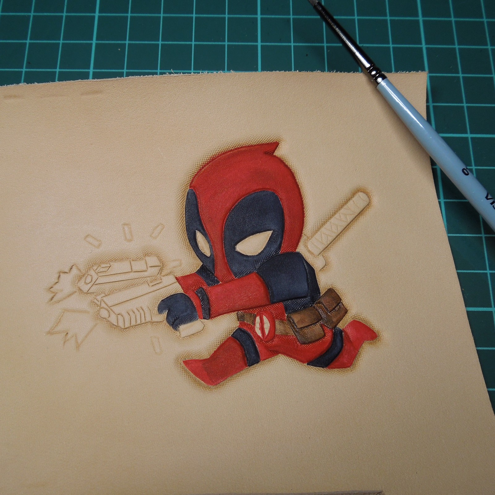 Wallet Deadpool - My, Leather, Handmade, Wallet, Embossing on leather, Marvel, Deadpool, Longpost