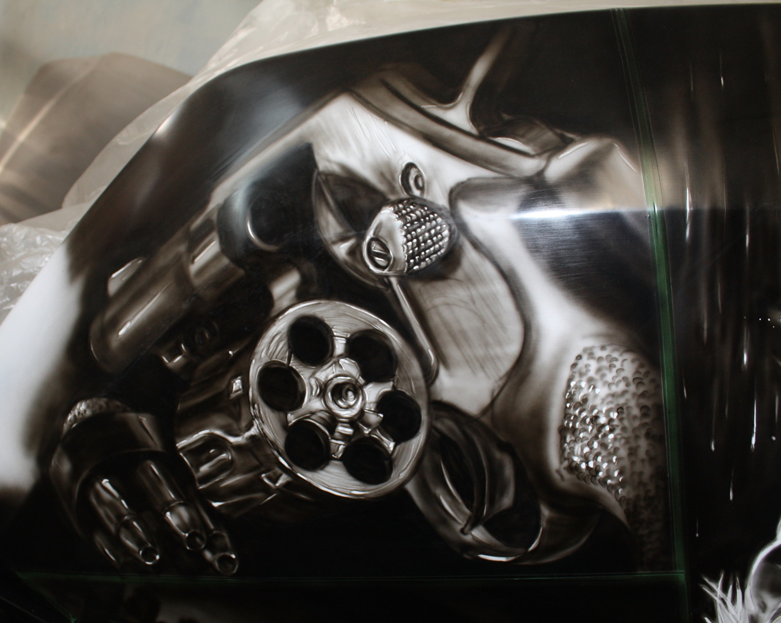 In the process of drawing on the trailer on the theme of Sin city - My, Airbrushing, Tyumen, Sin City, Longpost, Auto, Movies, Jessica Alba, Weapon, Trailer