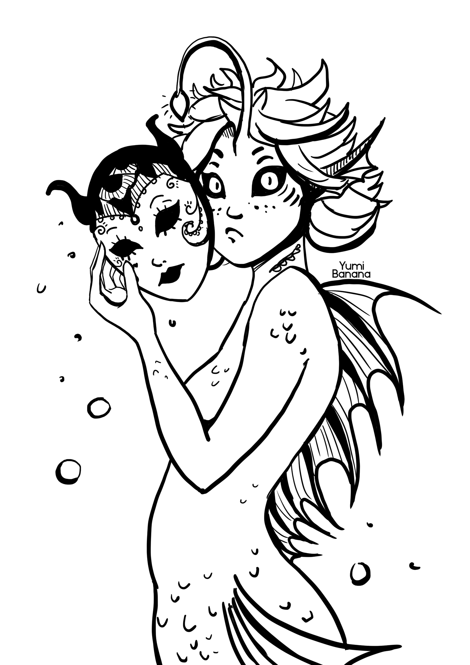 Mask - My, Art, Mermay, Mermaid, Drawing, Mask