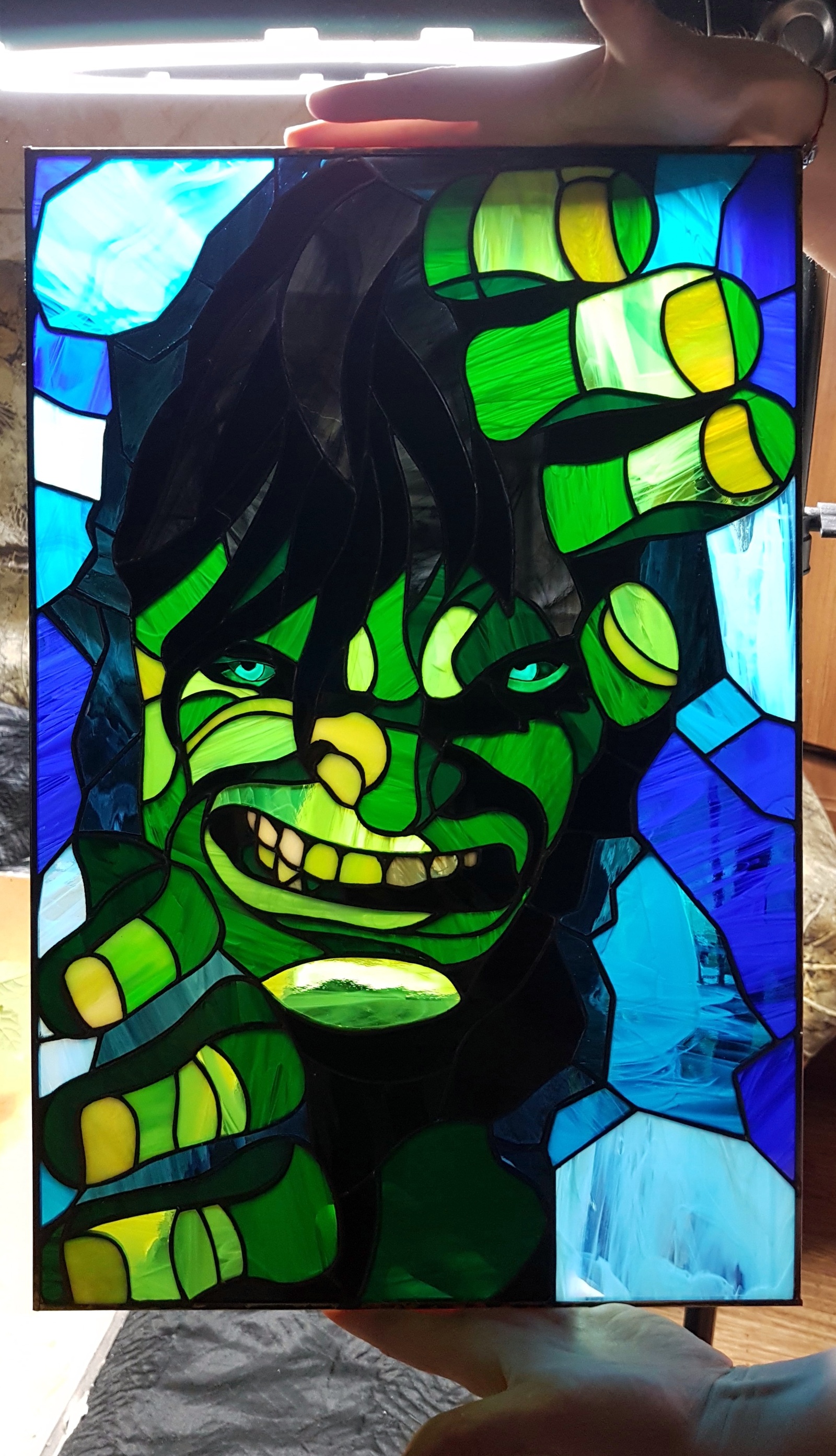 Stained glass window Hulk - My, Friday tag is mine, Friday, Stained glass, Hulk, Longpost