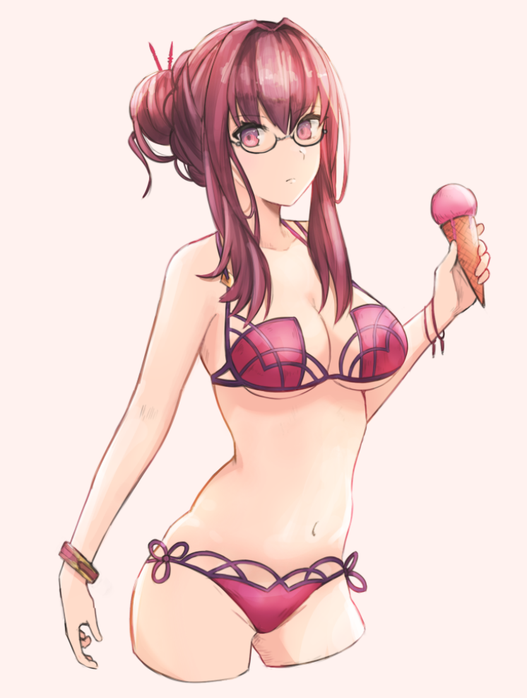 Scathach - Scathach, Fate, Fate grand order, Anime, Anime art, Swimsuit, Glasses