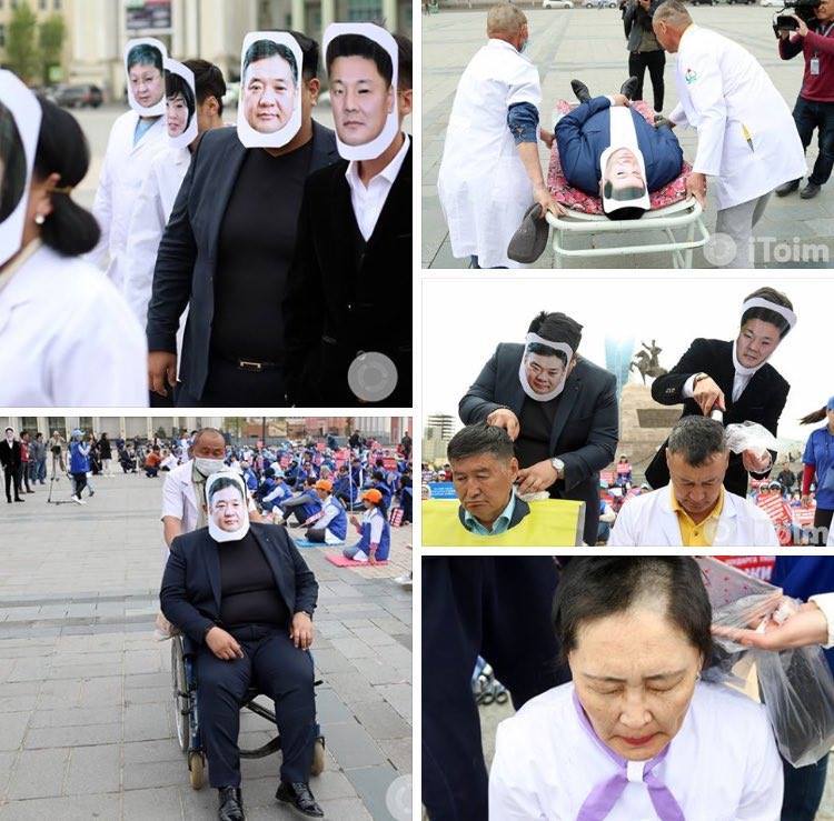 Doctors in Ulaanbaatar have started shaving their heads to protest unfair salaries. - Mongolia, Doctors, Strike, Video, Longpost