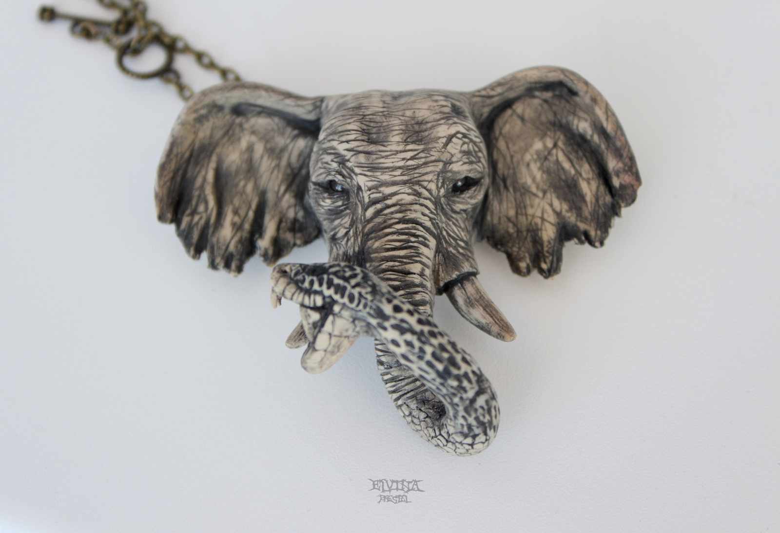 polymer surrealism - My, Polymer clay, Surrealism, Elephants, Snake, Longpost