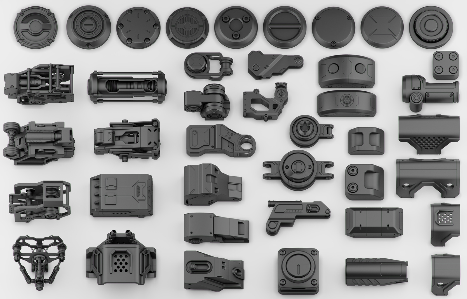 Бесплатный Hard Surface Kitbash - Моё, Fusion360, Fusion 360, Kitbash, Hard surface, 3DS max, Научная фантастика, 3D моделирование, Mech, Длиннопост, Меха