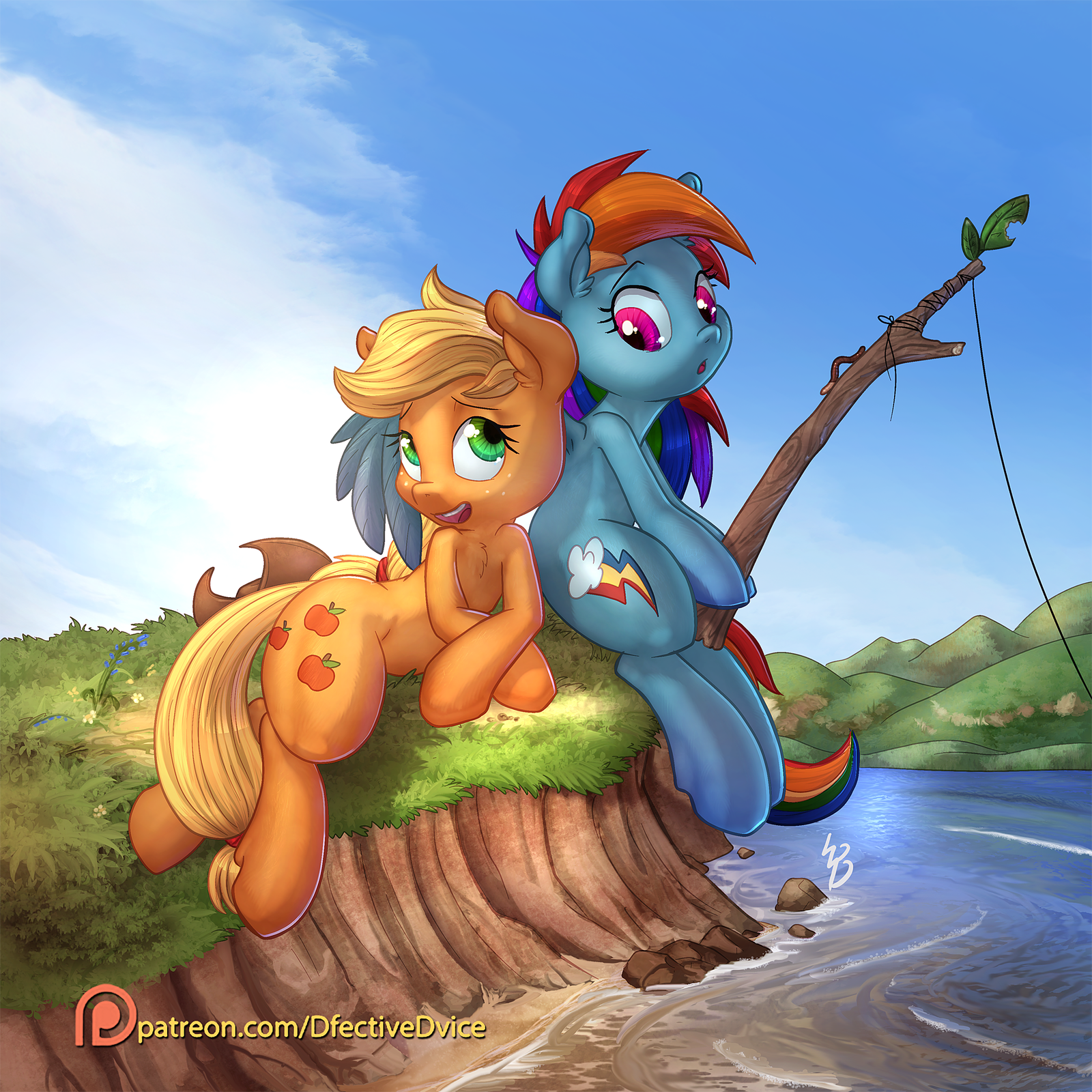 На рыбалке - My Little Pony, Rainbow Dash, Applejack, Vest