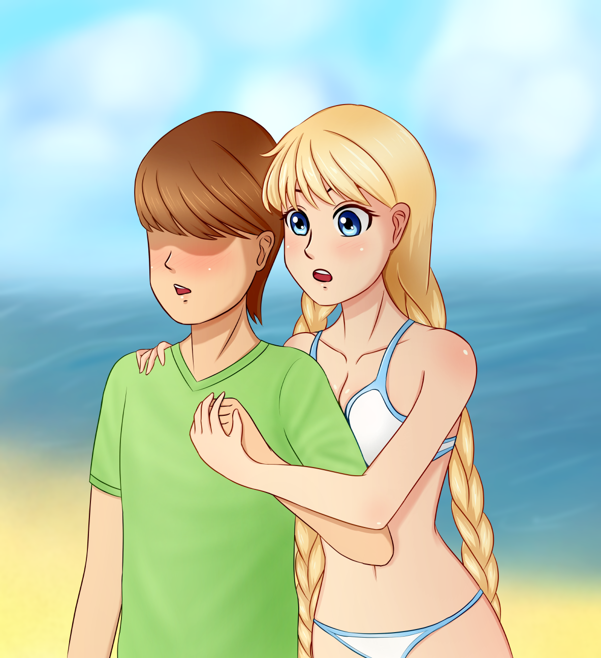 Slavya and Semyon - My, Endless summer, Glorifying, Semyon, Flamex, Anime, Not anime, Visual novel, Anime art