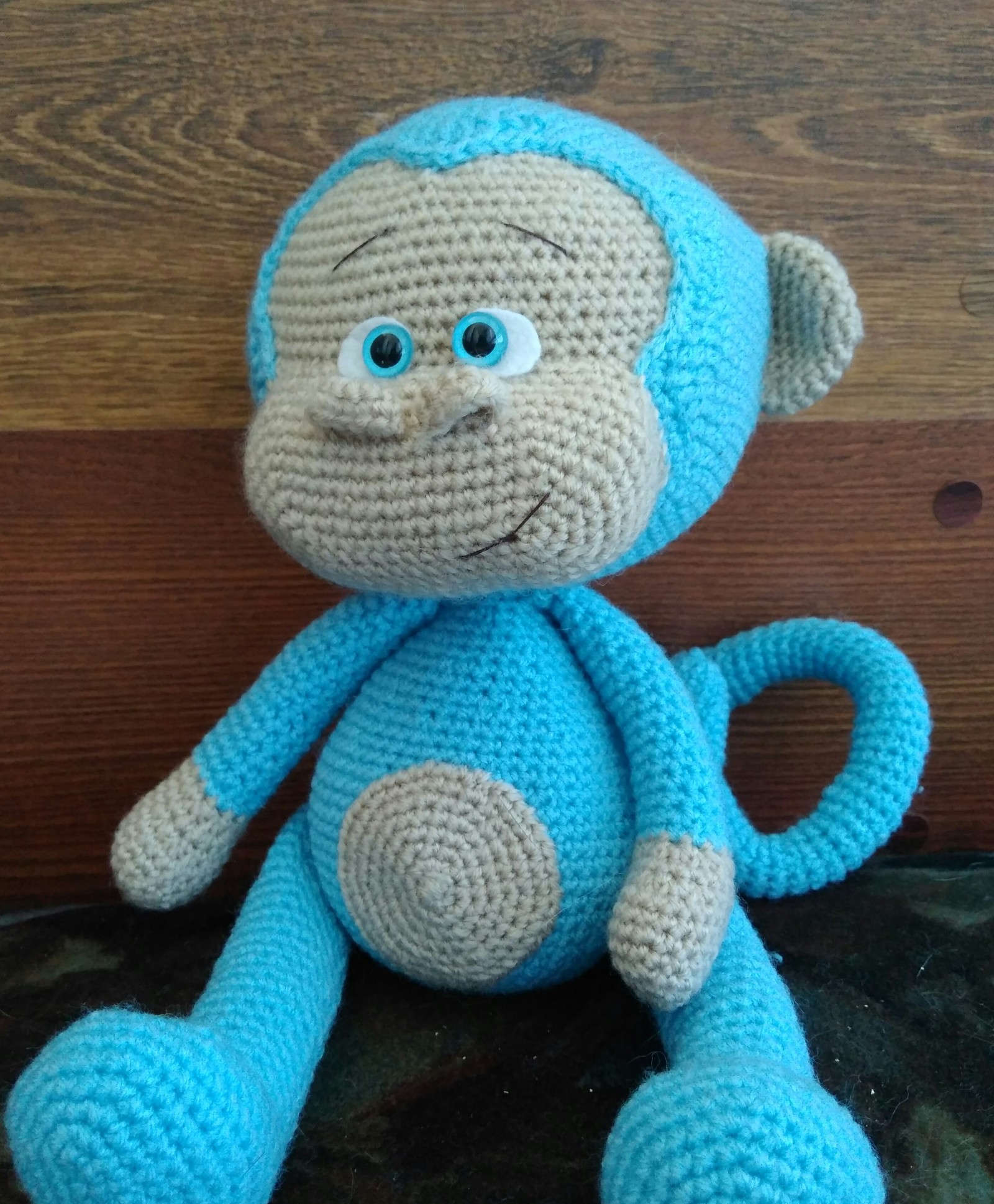 Monkey baby))) - My, Handmade, Amigurumi, Crochet, Knitted toys, , Needlework, Longpost